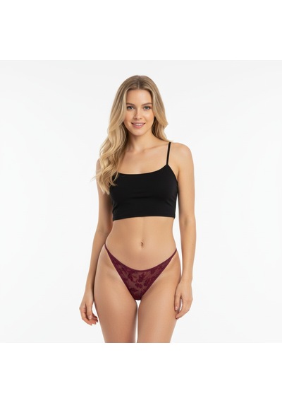 Kadın 2 Li Dantelli String Ve Külot Set Bb2156 Desenli