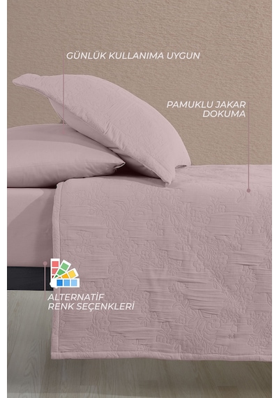 Elart Nice Tek Kişilik Yatak Örtüsü 2 Parça 180x240 Cm Gülkurusu Gülkurusu