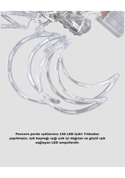 Hubrendy Tekno Yıldız Ay Tasarımlı Prizli Perde Led Işık İç Mekan Dekoru