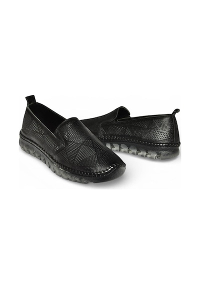 Fox Shoes Y555117003 Siyah Hakiki Deri Comford Ortopedik Taban Kadın Ayakkabı Siyah