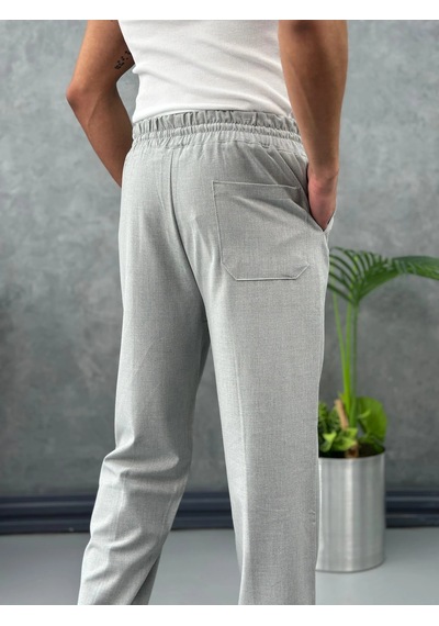 Modefendi Çizgi Dikişli Baggy Kalıp Jogger Pantolon Açık Gri