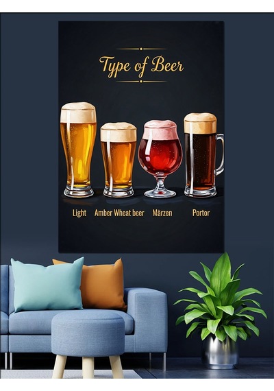 Ahşap Tablo "type Of Beer" Rehberi Ve Bardaklar