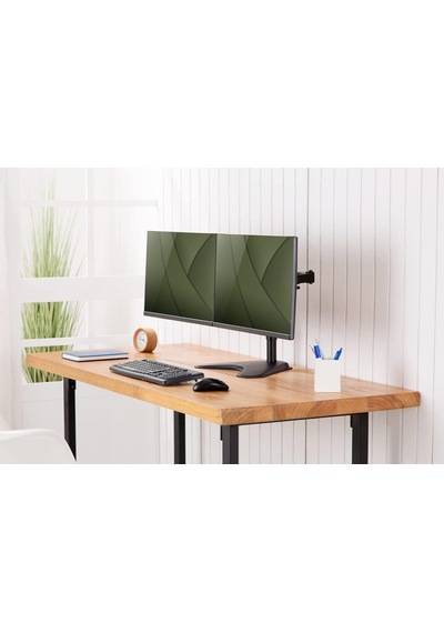 Dıgıtus Monitör Tutucu - Ayak - 2 Monitör - 32 İnçe Kadar - 2x 8 Kg'a Kadar - Vesa 75x75, 100x100 - Siyah