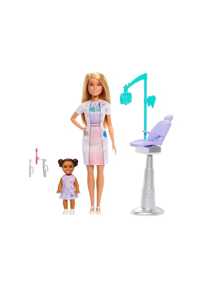 Barbie Bakım Temalı Kariyer Oyun Seti Diş Hekimi Bebeği - Muayene Koltuklu Doktor Seti