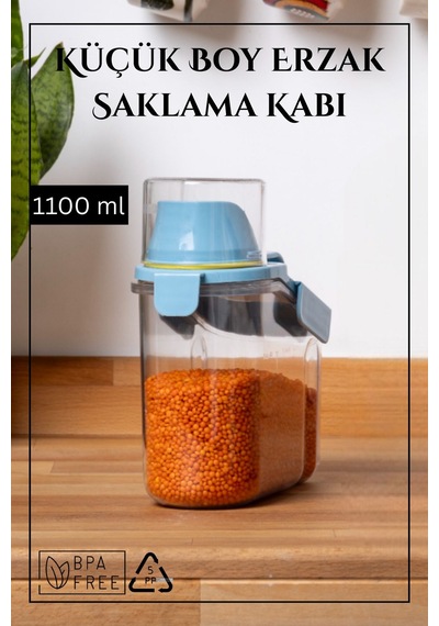 Contalı Sızdırmaz Erzak Saklama Kabı / 1100 Ml / Mavi - Tekli Mavi