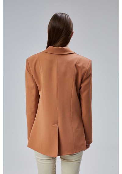 Kadın Kruvaze Kapama Oversize Blazer Ceket Kahve