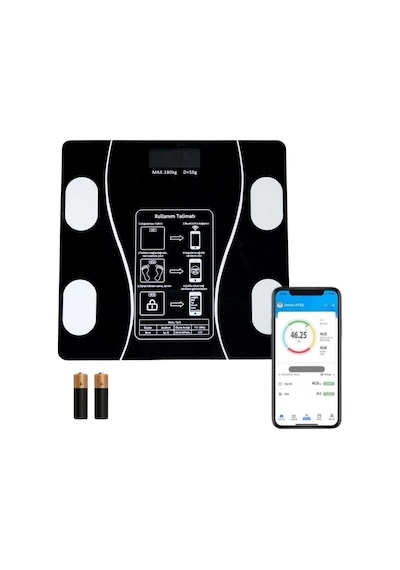 Dijital Baskül Yağ Ölçer Fonksiyonlu Akıllı Baskül Bluetooth Bağlantılı Tartı