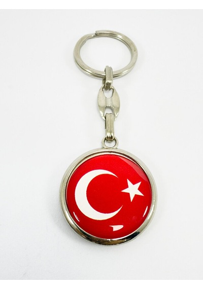 Türk Bayrağı Kırmızı Anahtarlık, Çift Taraflı Bombeli