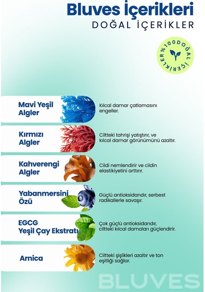 Bluves Kızarıklık ve Leke Karşıtı Cilt Tonu Eşitleyici Mavi Alg Serum 30 ML
