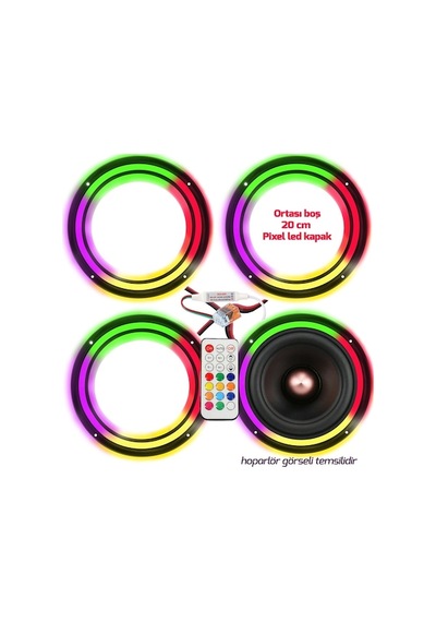 Poke PK-6051 Pixel Ledli 20 CM Animasyonlu Hoparlör Kapağı İçi Boş 4 Adet