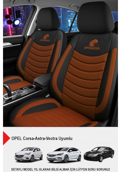 Panther Serisi Keten Kumaş Oto Koltuk Kılıfı Opel Corsa-astra-vectra Uyumlu Taba
