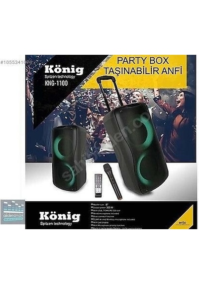 König Kng-1100 2x20 Cm 300 Watt Uhf Kablosuz El Mikrofonlu Aktif Kabin Hoparlör