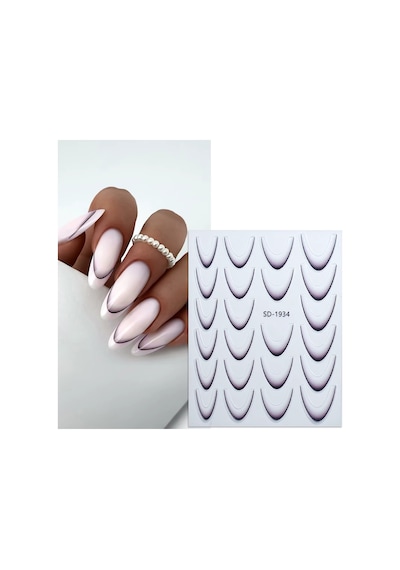 Ombre Efekt French Tırnak Sticker Siyah Nail Art Sd-1934