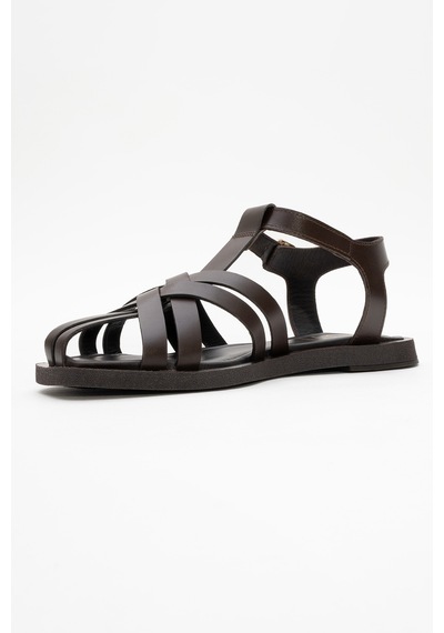 Luvishoes Luvi Shoes Andres Kahverengi Hakiki Deri Kadın Sandalet Kahverengi