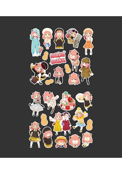 Anya-spyxfamily-2 Li Sticker Set Spy X Family Parlak Sticker Hediye Etiket Çıkartmaları Anime Süsleme Mor