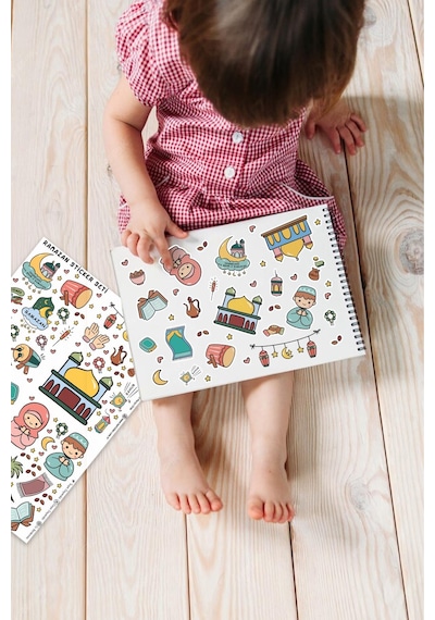 Sevimli Ramazan Figürleri Çocuk Bebek Odası Duvar Cam Dolap Kitap Mini Sticker Seti 123 Parça Karışık