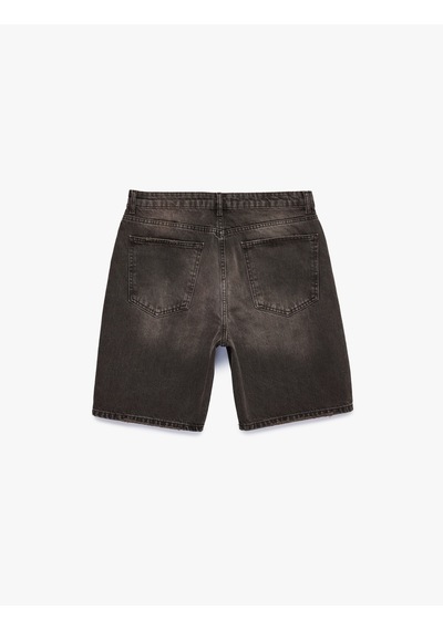 Koton Pamuklu Cepli Normal Bel Straight Fit Bermuda Jean Şort Ovd 6sam40393nd