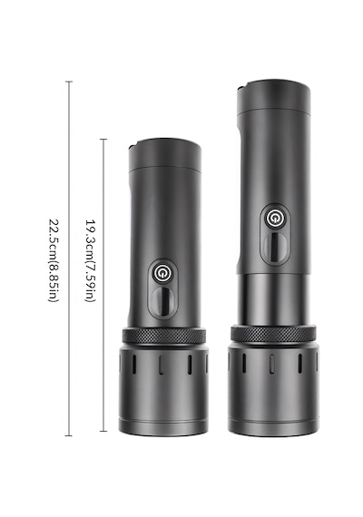 Şarjlı Led El Feneri Kamp Lambası - 5000 Mah Powerbank, Teleskopik Zoom, Acil Durum Sos , Kamp, Av, Balıkçılık Ve Outdoor Kullanım Gri
