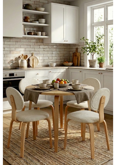 Vilinze Lodos Sandalye Demre Yuvarlak Ahşap Mutfak Masası Takımı - 90x90 Cm Natürel Vilinze Lodos Sandalye Demre Yuvarlak Ahşap Mutfak Masası Takımı - 90x90 Cm Natürel