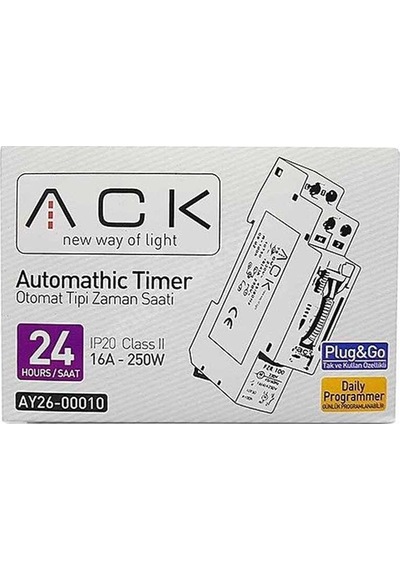Ack Otomat Tipi Zaman Saati Ip20 16a-250w Ay26-00010