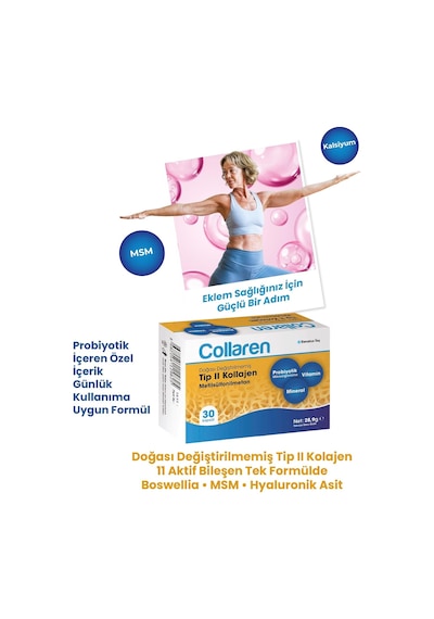 Doğası Değiştirilmemiş Tip Iı Kolajen, Metilsülfonilmetan Msm , Probiyotik Mikroorganizma, Vitamin Ve Mineral İ