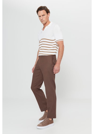 Erkek Vızon Pamuklu Comfot Fit Rahat Kesim Yan Cepli Armürlü Casual Esnek Pantolon Vızon