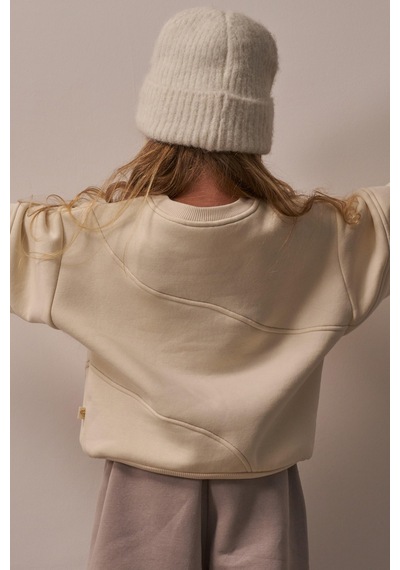 Taş Dikiş Detaylı Sweatshirt Krem