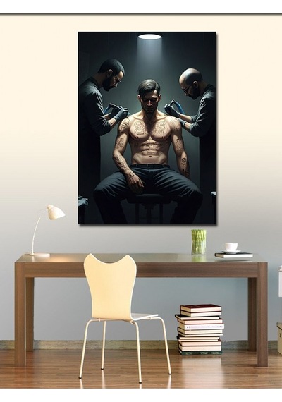 Kanvas Tablo Dövmeci İki Adam 100cmx140cm