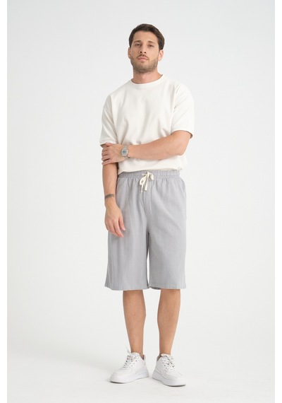Redline Erkek Baggy Fit Rahat Kesim %100 Pamuk Yumuşak Dokulu Şort Kapri Gri