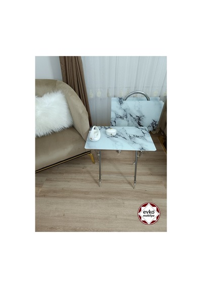 Evko Mobilya Çanta Zigon Sehpa, 4'lü Sehpa, Zigon Sehpa, Servis Sehpası, Camlı Sehpa, Katlanır Sehpa Mermer