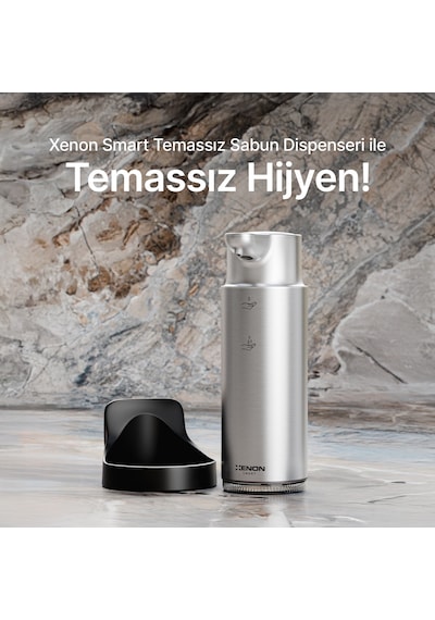 Xenon Smart Temassız Otomatik Paslanmaz Çelik Gövdeli Şarj Edilebilir Sabun Dispenseri Gri