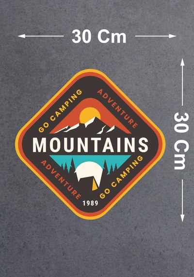 Dağ Kamp Ve Macera Sticker - Camping Adventure Mountains Sticker - Araba Oto Motosiklet Karavan Cam Sticker - 00114 30x30 Cm