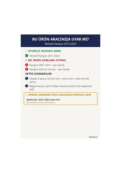 Renault Kangoo 2013-2023 Uyumlu 8d Çift Katmanlı Paspas + Bagaj Havuzu Seti Siyah Mavi