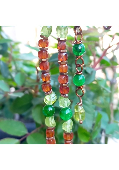2691 Chalcopyrit Hossanite Garnet Zebercet Fuchsite El Yapımı Kolye Çok renkli