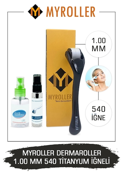 Myroller Dermaroller 1.00mm Dezenfektan Hediye Titanyum 540 Iğnel