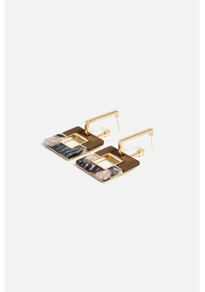 Geometrik Blok Sarkıt Küpe Gold