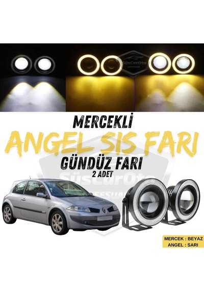 Renault Megane 2 2003-2008 Uyumlu Üniversal Mercekli Angel Sis Farı Metal Su Geçirmez 76 Mm Halkalı Gündüz Farı Sis Farı 55982513
