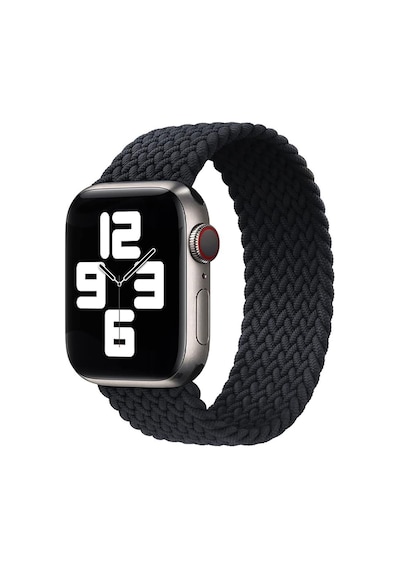 Forzacase Apple Uyumlu  Watch 10 Series 46mm İle Hasır Örgü Solo Loop Kordon Kayış - Fc401 Siyah