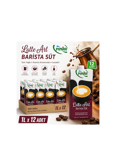 Latte Art Tam Yağlı Barista Süt 1 Lt X 12 Adet