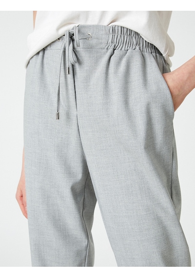 Koton Beli Bağlamalı Yüksek Bel Pantolon Gri 2sak40122uw