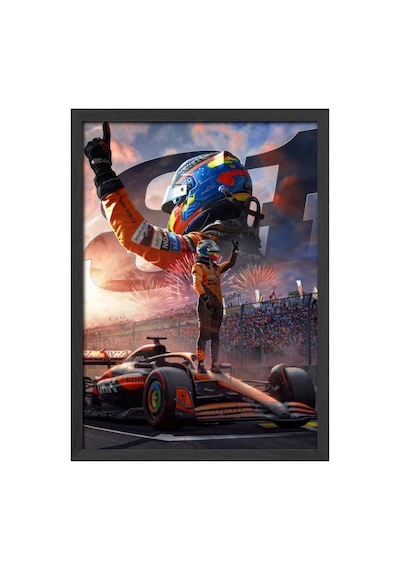 Lando Norris Siyah Ahşap Çerçeveli Poster, Dekoratif Formula 1 Duvar Tablosu