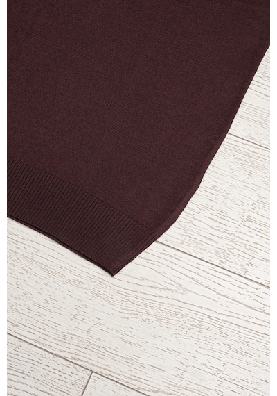 Woolen World V Yaka Battal Büyük Boy Yünlü Kolsuz Triko Süveter Bordo