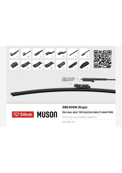 Silecek - 5 - Süpürgesi Muz Tipi 400mm Multi Adaptörlü - Almparca - Ergonomik