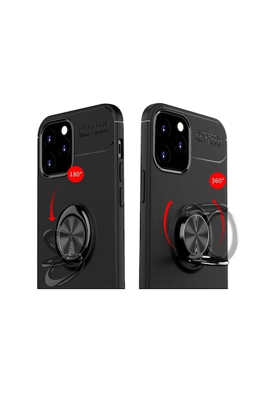 Newface Apple İphone 12 Kılıf Range Yüzüklü Silikon - Kırmızı