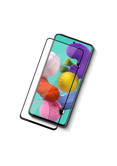 Samsung Galaxy Uyumlu A51 Siyah 5D Tam Kaplayan Ekran Koruyucu Cam