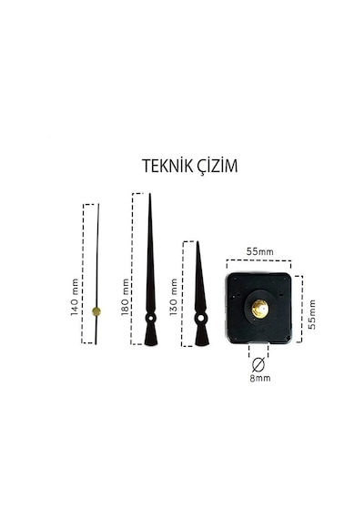 Pey Aksesuar Saat Mekanizması 1. Sınıf Akar Sessiz Saat Mekanizması Askılı 3d Saatlerle Uyumlu Siyah