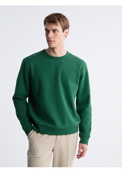 Lcw Vision Yeşil Bisiklet Yaka Erkek Kalın Sweatshirt
