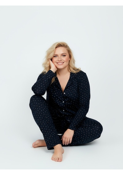 Süet Gömlek Pijama Takımı 7104 Lacivert Lacivert