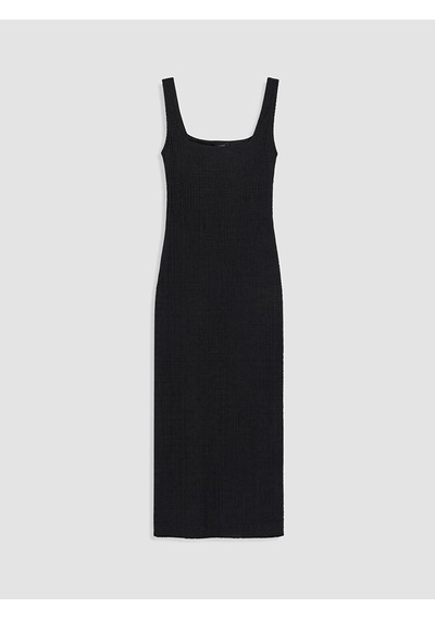 Lcw Vision Siyah Kare Yaka Dokulu Bodycon Elbise
