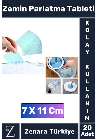 Premium Dükkan Fayans Ahşap Parçalanabilir Pratik Kullanım Zemin Parlatma Temizleme Tableti 20 Adet Diğer